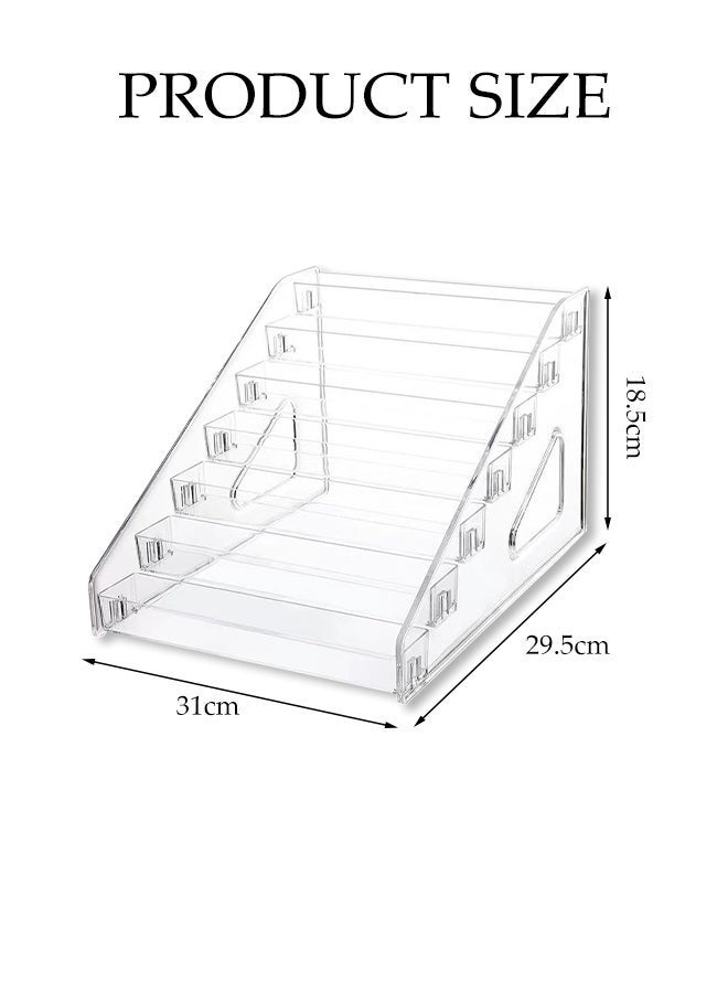 DUNISO 7-Layer Transparent Nail Polish Display Holder, Nail Polish Rack, Multi-Layer Trapezoidal Cosmetics Lipstick Organizer, Desktop Display Stand for Eyeshadow Palette, Powder Pad, Lipstick and Perfume, Professional Nail Salon Makeup Organizer - Image 2